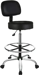 AmazonBasics Multi-Purpose Adjustable Drafting Spa Bar Stool with Foot Rest and Wheels - Black