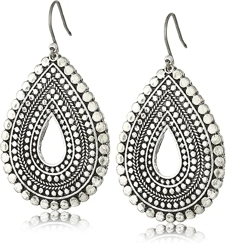 Lucky Brand Tribal Teardrop Earrings - Silver