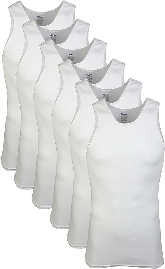 Gildan 1198753 Men's Cotton A-Shirt 6-Pack White Large