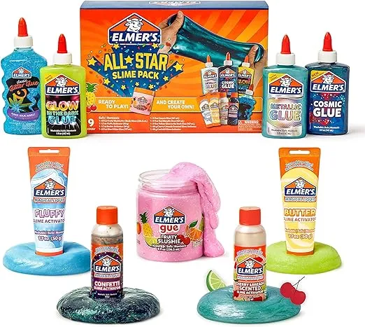 Elmer's All-Star Slime Kit, Includes Liquid Glue, Slime Activator, and Premade Slime, 9 Count