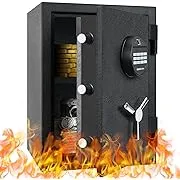 MAXSafes Biometric Fingerprint Fireproof Safe Box, Digital Fire Proof Home Safe with Removable Shelf, Fireproof Home Safe for Money, Documents, Jewelry, Firearms and Ammunition, 1.2Cubic FTMAXSafes Biometric Fingerprint Fireproof Safe Box, Digital Fire P