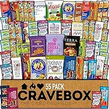 CRAVEBOX Healthy Snack Box Variety Pack Care Package (55 Count) Treats Gift Basket Kids Teens Men Women Adults Health Food Nuts Fruit Nutrition Assortment Mix Sample College Students Office Back to School