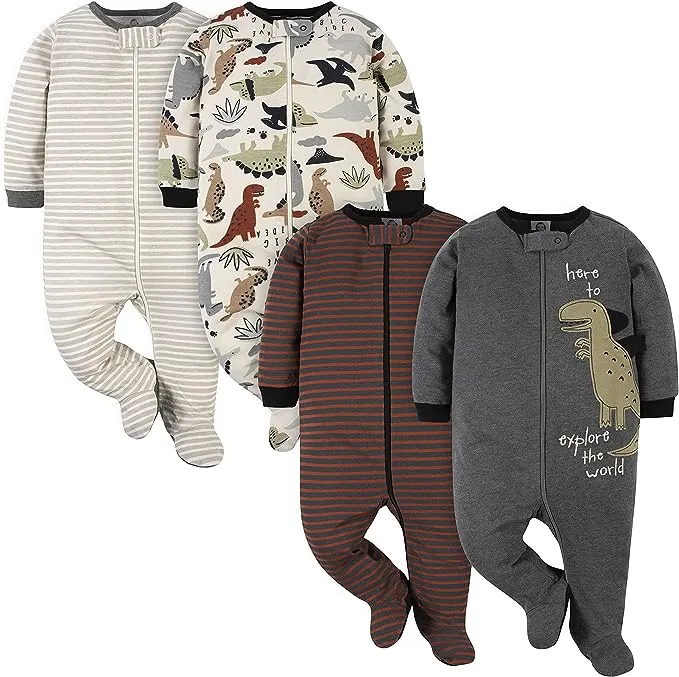 Gerber Baby Boy Sleep 'N Play Footed Pajamas, 4-Pack