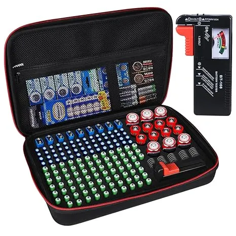 Battery Organizer Storage Box with Tester:Battery Vault Case Fireproof Waterproo