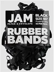 Durable Black Rubber Bands - Size 107 - 50 Pack - Multi-Purpose Elastic Bands