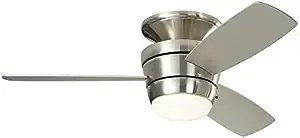 Harbor Breeze Mazon 44-in Brushed Nickel LED Indoor Flush Mount Ceiling Fan with Light Kit and Remote (3-Blade)