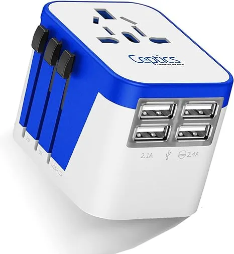 Universal Travel Adapter Plug World Power Ceptics W/ 4 USB Ports - Charge Cel...