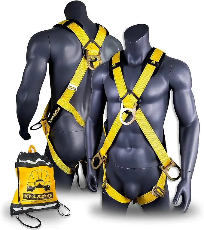 KwikSafety - Charlotte, NC - MONSOON Safety Harness [4 HEAVY DUTY D-RINGS] Fall Protection Arrest ANSI Tested OSHA Compliant