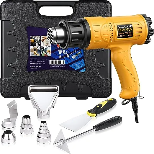 SEEKONE Heat Gun 1800W 122℉~1202℉（50℃<wbr/>- 650℃）Fast Heating Heavy Duty Hot Air G...