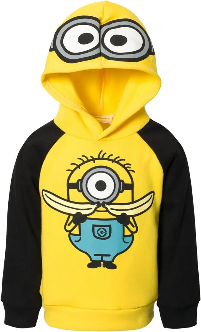 Despicable Me Minions Blue Yellow Poly Fleece Pullover Hoodie PO Size XXL (18) 