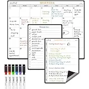 Magnetic Monthly Calendar Whiteboard Set for Fridge-Monthly Planning Board and Two Bonus Dry Erase Grocery Board&Weekly Menu Board-Meal Planner Whiteboard/to-Do List-6 Markers Included!