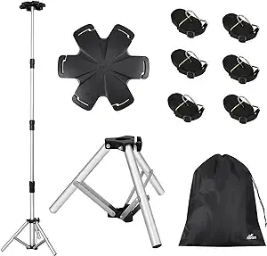 Affordura Boat Cover Support Pole with Metal Tripod Base and Hexagon Top Cover, 27-71 inches Boat Cover Poles Adjustable with 6 Straps, Pontoon Cover Support Poles System (1 Pcs)