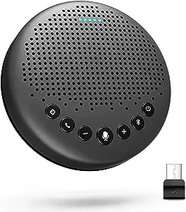 Conference Speaker and Microphone - EMEET Luna 360° Voice Pickup w/Noise Reduction/Mute/Indicator USB Bluetooth Speakerphone w/Dongle for 8 People Daisy Chain for 16 Compatible with Leading Software