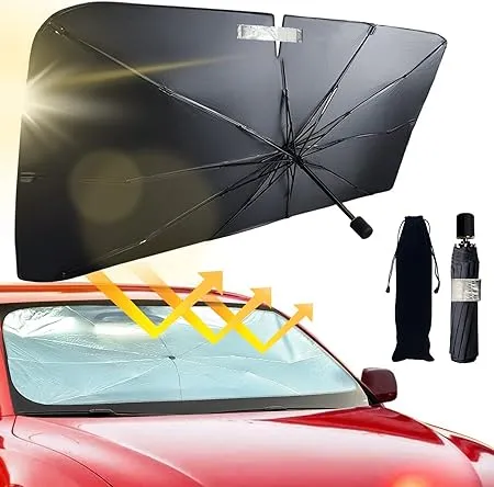 JASVIC Car Windshield Sun Shade Umbrella - Foldable Car Umbrella Sunshade Cover UV Block Car Front Window (Heat Insulation Protection) for Auto