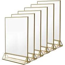 6pack 8.5 X 11 Acrylic Sign Holder With Gold Frames And Vertical Stand Ideal For