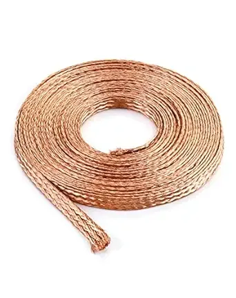 Flat Copper Braid Cable 20ft 6mm Flat Copper Braided Ground Strap Wire Flexible 