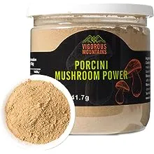 VIGOROUS MOUNTAINS Dried Porcini Mushrooms Powder for Cooking Salt Free Beef Broth Powdered Sauce Seasoning 3 OZVIGOROUS MOUNTAINS Dried Porcini Mushrooms Powder for Cooking Salt Free Beef Broth Powdered Sauce Seasoning 3 OZ