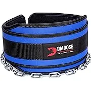 DMoose Fitness Dip Belt with Chain for Weightlifting, Pullups, Powerlifting, and Bodybuilding Workouts, Long Heavy Duty Steel, Comfortable Neoprene