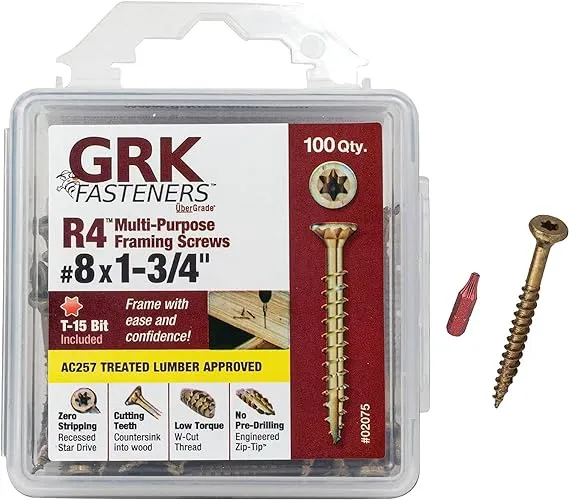 GRK 772691020758 8 R4 Screw X 1-3/4", Color, 100 Count