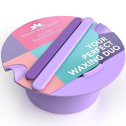 Tress Wellness Wax Warmer Silicone Liner (Purple) - Easy to Clean Silicone Wax Warmer Bowls with 2x Silicone Spatulas Compatible with 16oz Electric Waxing Kit - Silicone Wax Pot melting Wax Bowl