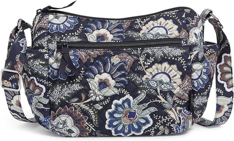 Vera Bradley Cotton on The Go Crossbody Purse Perennials Noir Dot