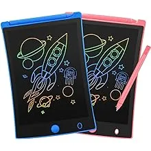 ORSEN 2 Pack LCD Writing Tablet for Kids, Colorful Doodle Blue+Pink 