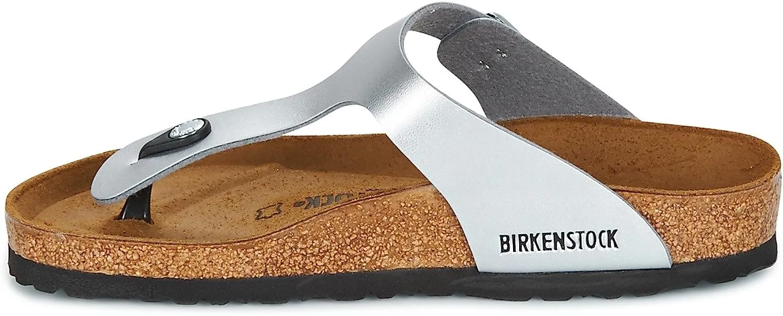 Gizeh Birko-Flor Silver Thong Sandals