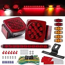 12V Trailer Led Light Kit, 2x Square Led Stop Turn Tail Brake License Plate R...