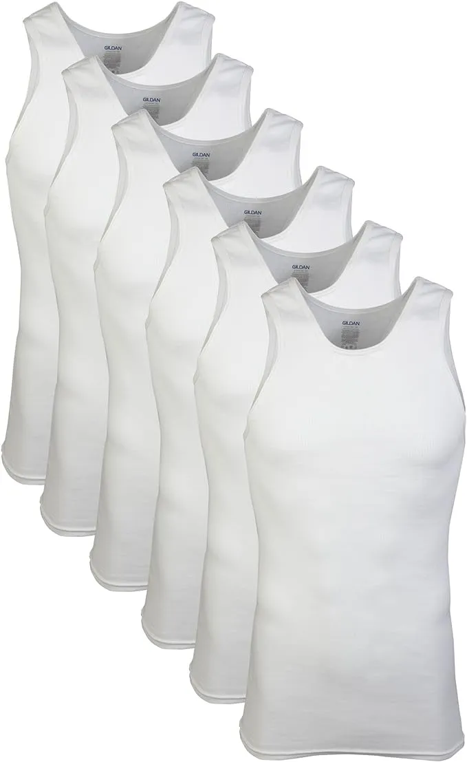 Gildan Men's Cotton A-Shirts, White, XL - 6 pack