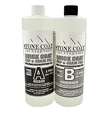 Quick Coat 1 Quart Epoxy Kit (Stone Coat Countertops) - Fast-Curing Epoxy Resin Kit for River Tables, Geodes, Wood Sealing, Tumblers, 3D Objects, and Other DIY Projects!