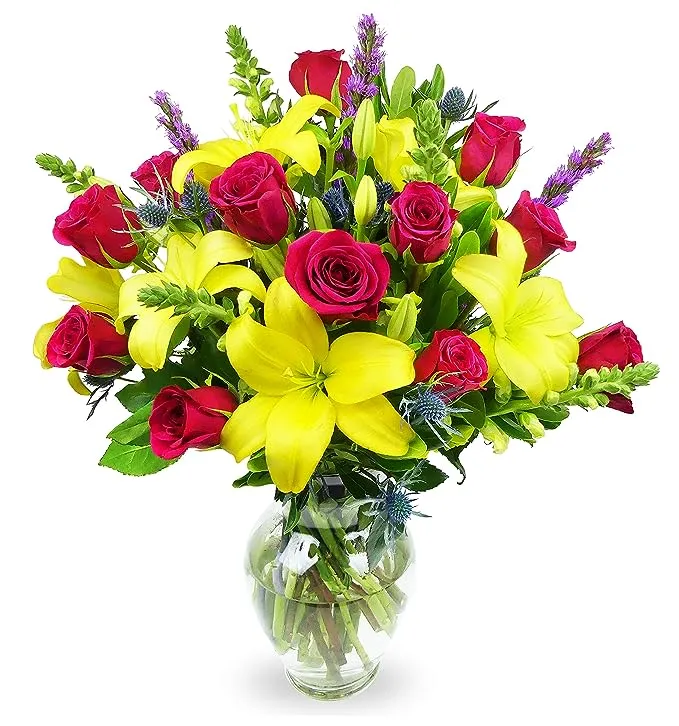 Benchmark Bouquets, Joyful Wishes, Glass Vase Included, Gift Fresh Flowers for Birthday, Anniversary, Get Well, Sympathy, Congratulations, Thank You, Just Because