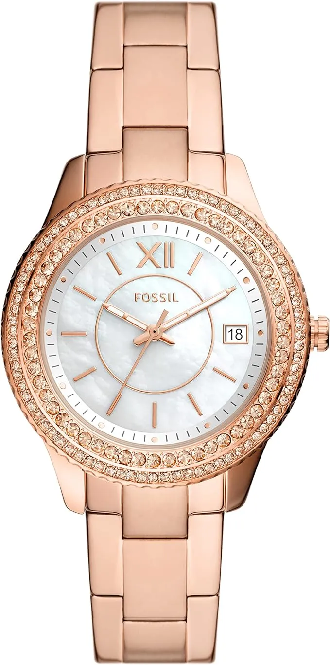 Fossil Women's Stella Stainless Steel Crystal-Accented Multifunction Quartz Watch