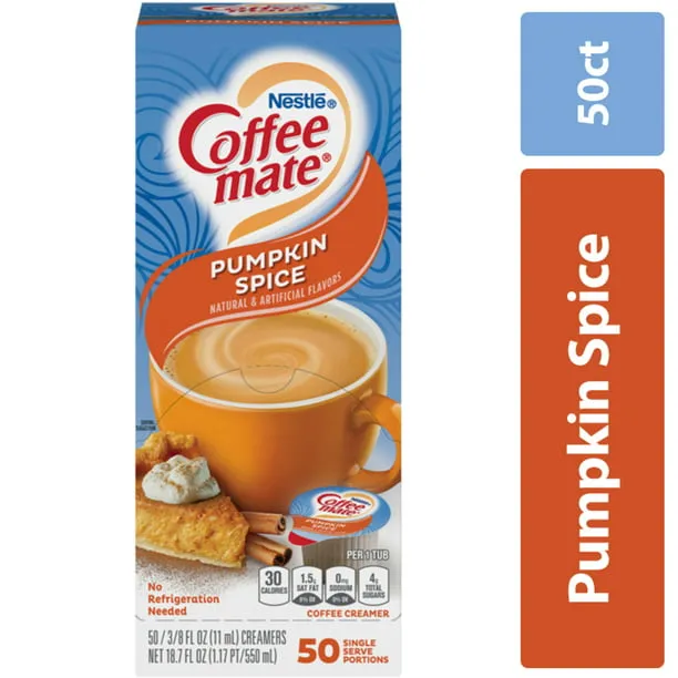 Nestle 75520 Liquid Coffee Creamer, Pumpkin Spice, 3/8 Oz (11ml)Mini Cups, 50/box