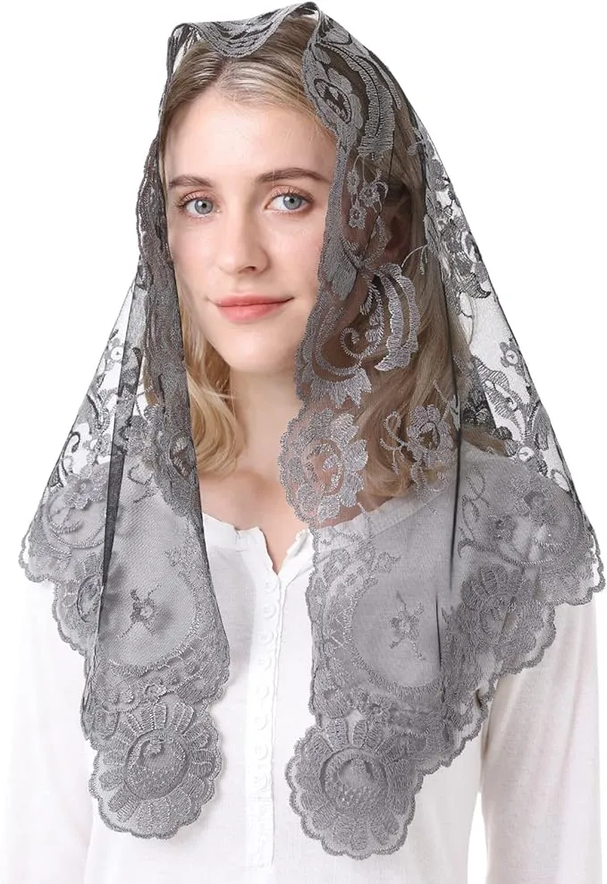 Embroidery Lace Veils Catholic Church Mantillas Chapel Scarf Lace Mass 120cm*...