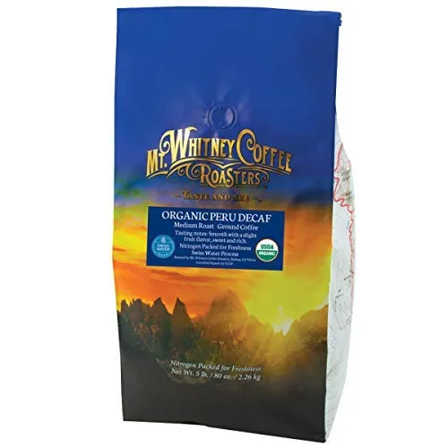 Mt. Whitney Organic Swiss Water Decaf Coffee from Peru (Ground, 5 lb)