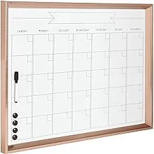 DesignOvation Calter Framed Magnetic Dry Erase Monthly Calendar, Rose Gold