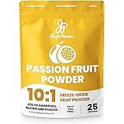 Jungle Powders Polvo de fruta de la pasión para batido de 3.5 onzas, extracto de maracuyá liofilizado en polvo natural sin azúcar, relleno y polvo de superalimento sin aditivos para cocinar batidos aromatizantes y hornearJungle Powders Polvo de fruta de 