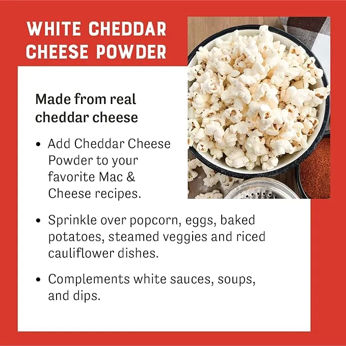 Judee’s White Cheddar Cheese Powder 11.25oz - 100% Non-GMO, rBST Hormone-Free - Gluten-Free & Nut-Free - Made from Real Cheddar Cheese - Made in USA - Great in Dips, Sauces, and Baked Goods