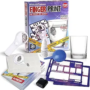 Fingerprint Kit for Kids Ages 8-12, FunKidz Detective Spy Gear Pretend Play STEM Science Kit Project with Crime Scene Investigations Educational Class Tools for Boys Girls