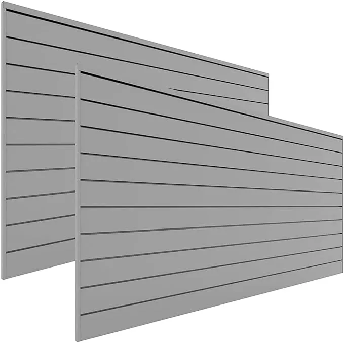 Proslat 8 ft. x 4 ft. PVC Slatwall (2-Pack Light Gray)