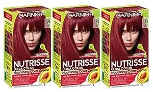 Garnier Nutrisse Haircolor, R3 Light Intense Auburn Nourishing Color Creme Permanent (Pack of 3)