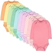 HonestBaby 10-Pack Organic Cotton Long Sleeve Bodysuits, Rainbow Boy, 24 Months