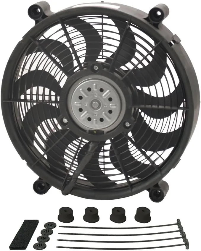 Derale 14 High Output Single RAD Pusher Puller Fan with Standard Mount Kit 18214