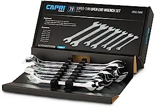 Superthin Open End Wrench Set, Metric, 6 To 19 mm, 7-Piece, Premium Chrome Vanad