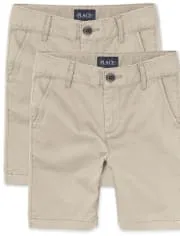 Boys Uniform Stretch Chino Shorts 2-Pack - Black