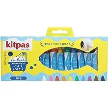 Kitpas for Bath 10 Colours - Unique Crayons That can be Drawn onto Wet Surfaces and Wiped Clean When Done,White, Pink, Red, Orange, Yellow, Green, Blue, Violet, Brown, Gray