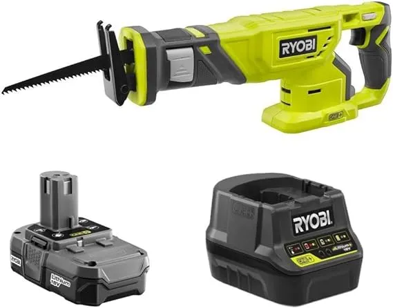 RYOBI 18-Volt Cordless Reciprocating Saw Kit with Battery and Charger (No Retail Packaging, Bulk Packaged)