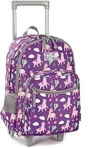  Rolling Backpack 18 inch Double Handle Wheeled Boys Girls Travel Alpaca Purple