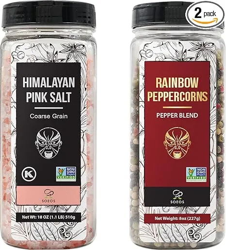 Soeos Himalayan Pink Salt Rainbow Peppercorn Grinder Refills