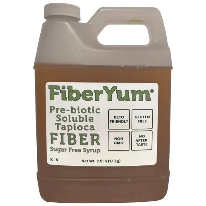 FiberYum Pre-Biotic Soluble Fiber Syrup from Tapioca/Cassava, New Formula, No IMO’s, Non-GMO, Corn-Free, 2.5 Pound